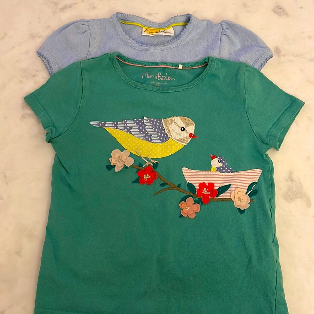 COPY - Mini Boden Appliqué and Pointelle Tee Shirt Bundle